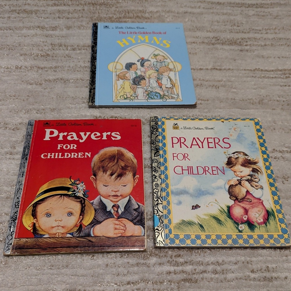 Little Golden Books Lot Vtg Hymns Prayers for Children Church Bible Junk Journal